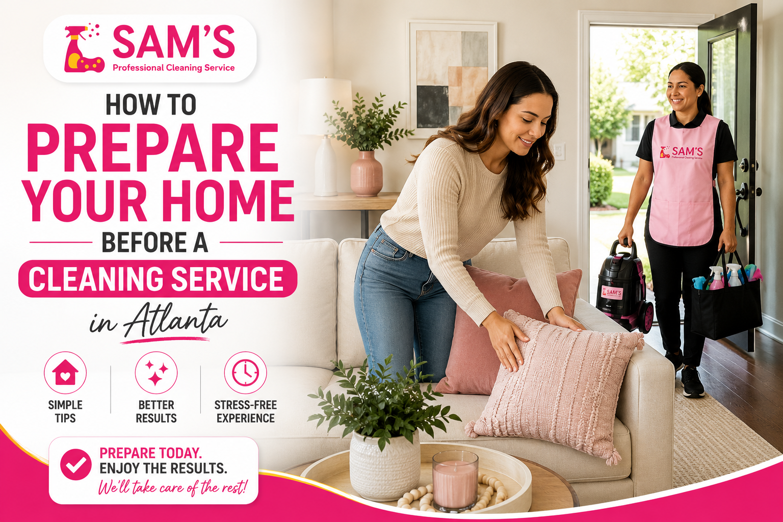 Preparing home before professional cleaning service in Atlanta
