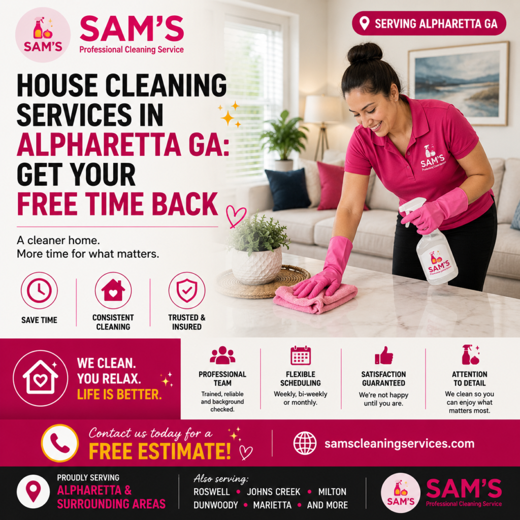 Professional cleaner providing house cleaning services in Alpharetta GA