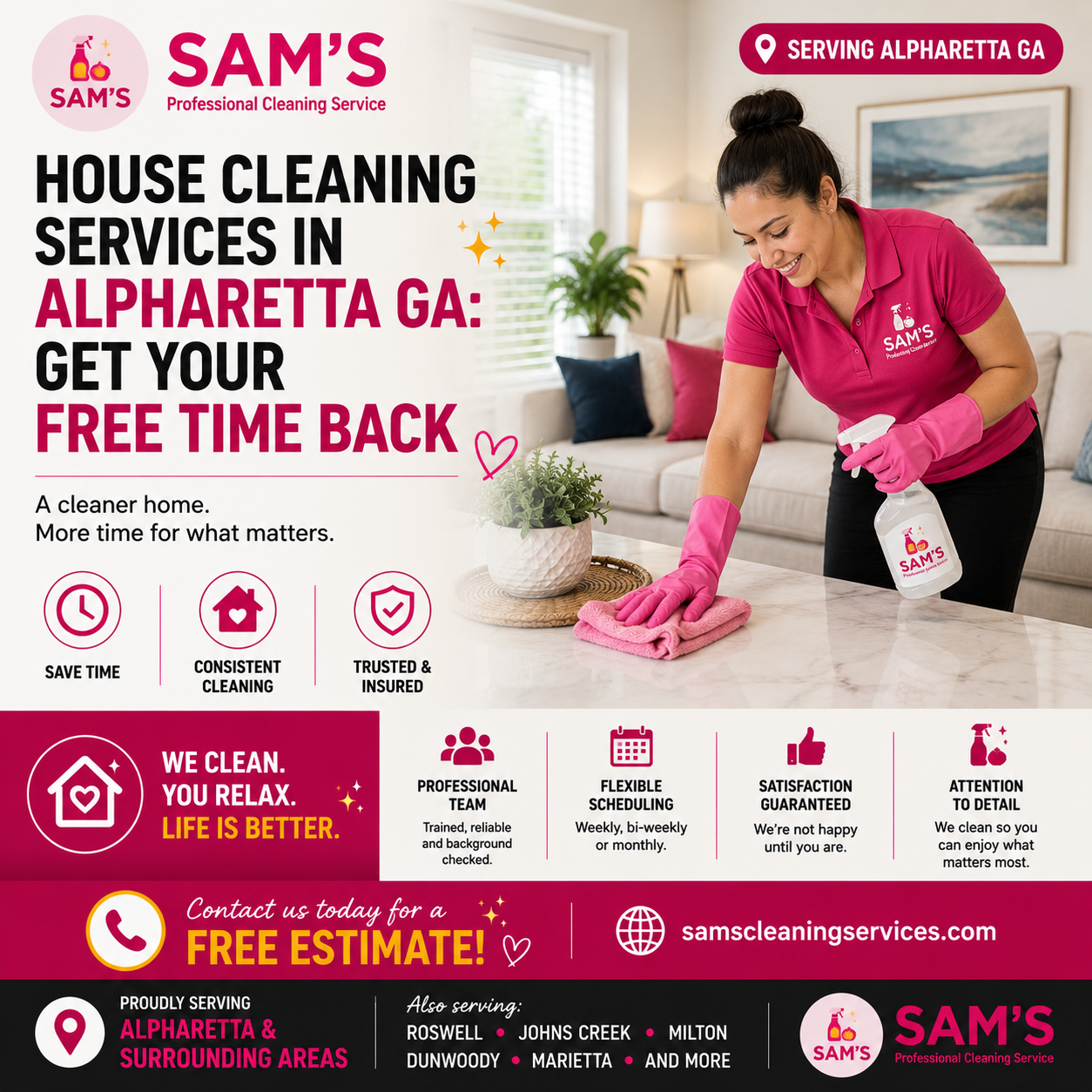 Professional cleaner providing house cleaning services in Alpharetta GA