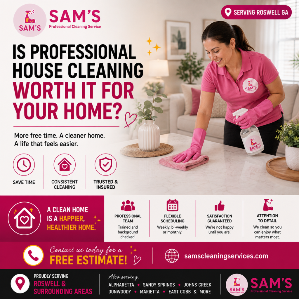 Professional cleaner providing house cleaning services in Roswell GA