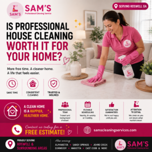 Professional cleaner providing house cleaning services in Roswell GA