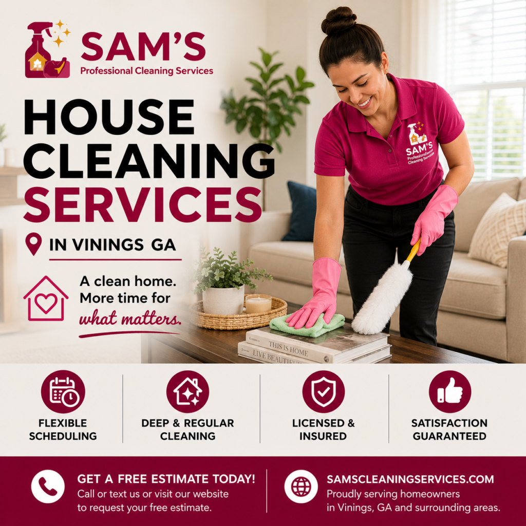 Professional cleaner dusting a home while providing house cleaning services in Vinings GA