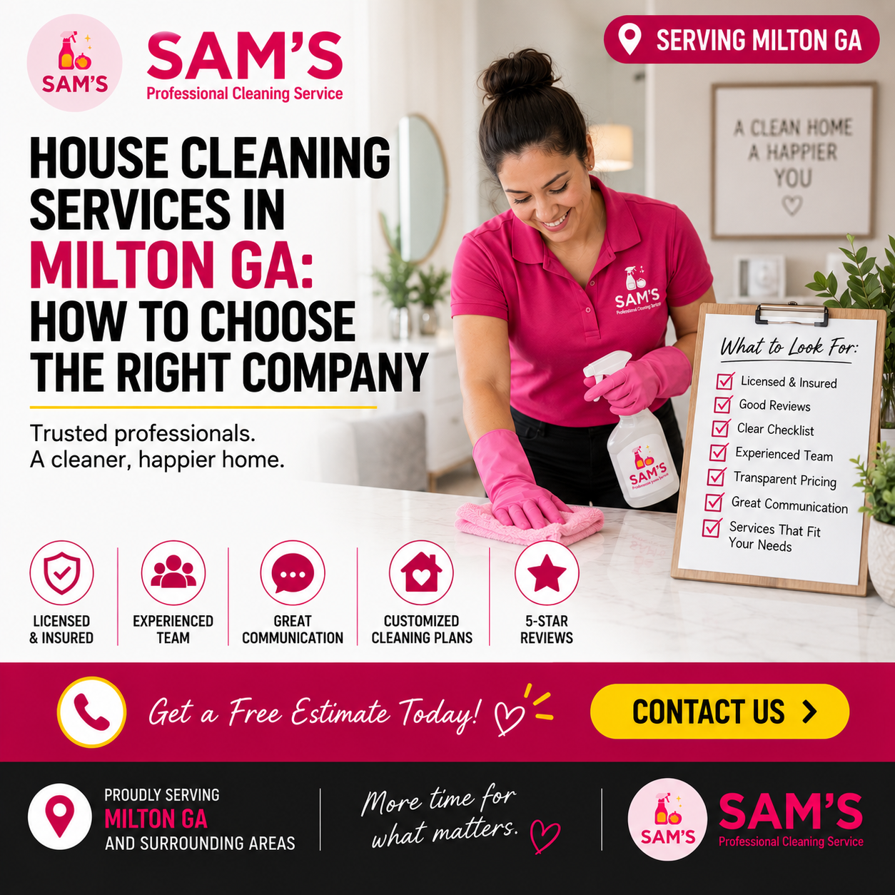 Professional cleaner providing house cleaning services in Milton GA